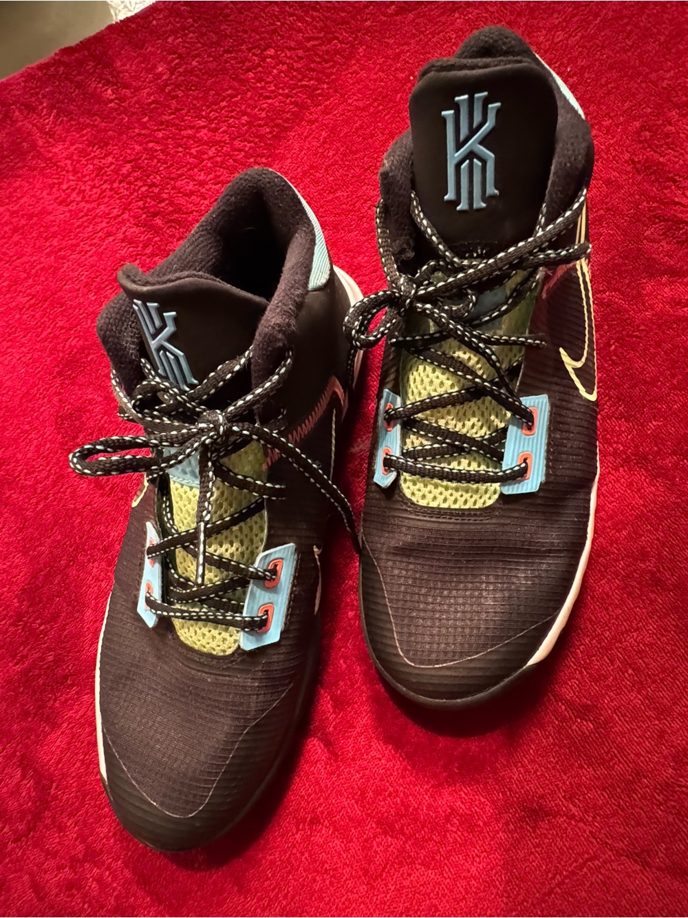 Nike Kids Basketball Sneakers - Black with Light Blue & Yellow